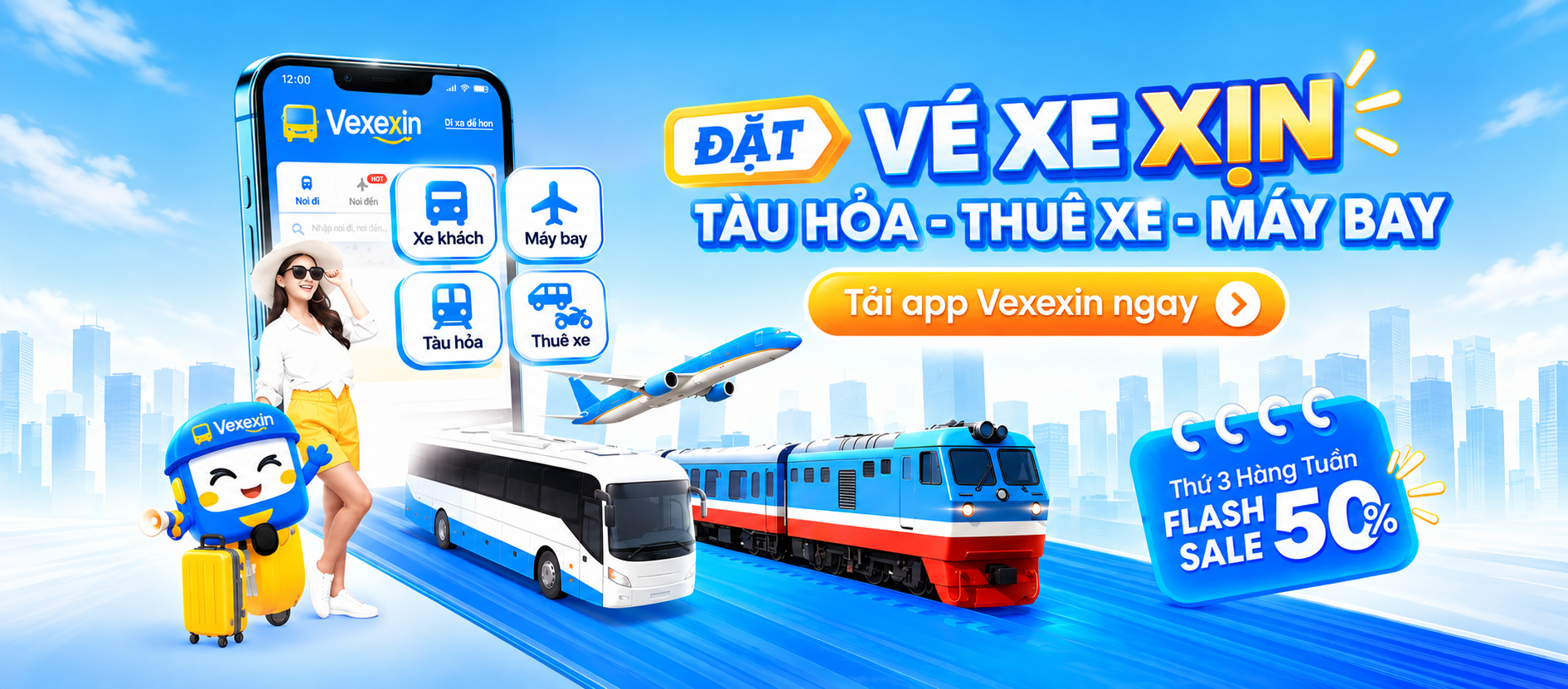 Vexexin – banner giới thiệu dịch vụ di chuyển